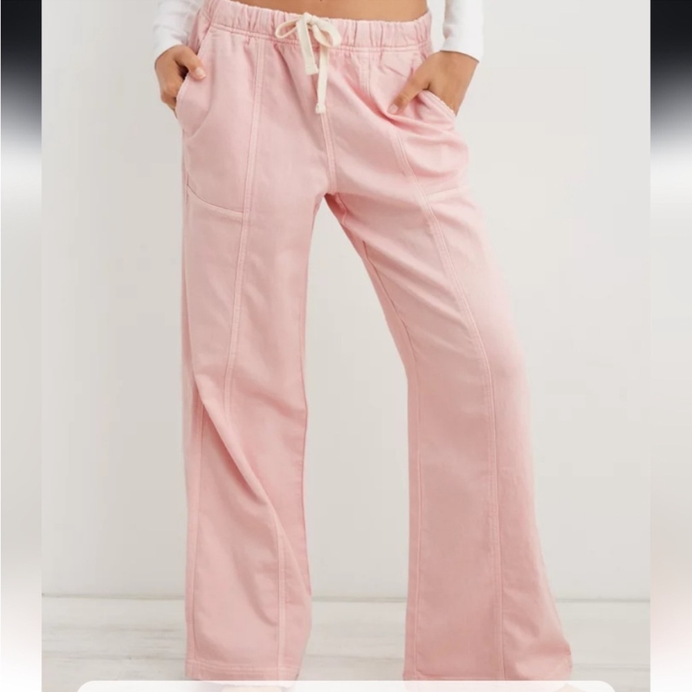 2 pairs of Aerie Pink Track Pants Relaxed Fit Joggers.